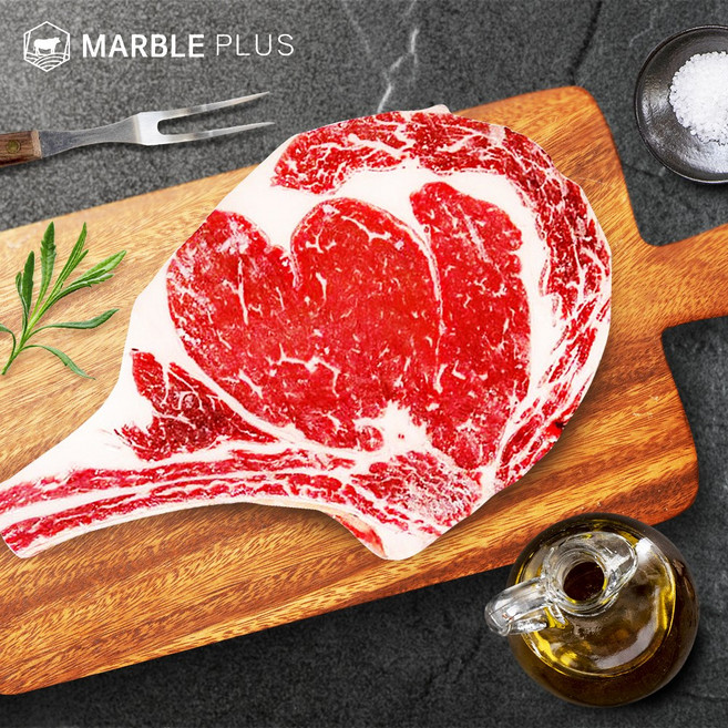 마블플러스 토마호크 티본 채끝 등심 소고기 캠핑용 스테이크 외 6종, 선택02.뼈커팅 토마호크 5cm, 1개, 1kg