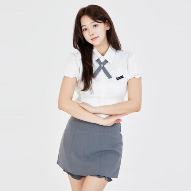 아트박스/교복몰 슬림라인 반팔 셔링퍼프 세라복세트(셔츠 타이 치마)