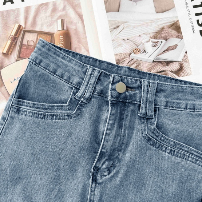 高腰直筒牛仔長裙 藍色丹寧中長裙