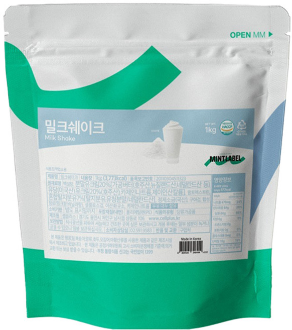 민트라벨 밀크 쉐이크 파우더 1kg I 스무디 라떼 음료용 쉐이크 베이스 분말, 1개, 1개입