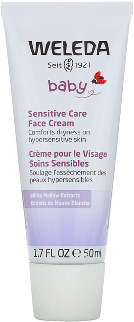 Weleda 유아용 센시티브 케어 페이스 크림 화이트 멜로우 추출물 50ml(1.7fl oz) 2팩, 1개, 50ml