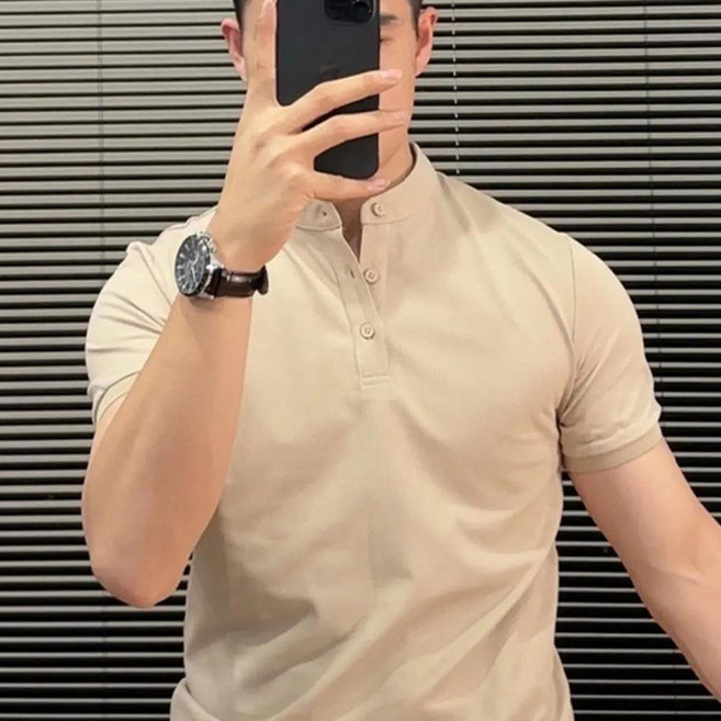 ANYOU 남성 시원한 통기성 여름 카라 폴로 반팔 티셔츠