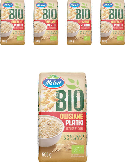 멜빗 폴란드 고식이섬유 유기농 퀵 오트밀, 5개, 500g