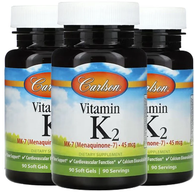 칼슨 비타민 K2 MK-7 45mcg 90소프트젤, 90정, 3개 - 쿠팡