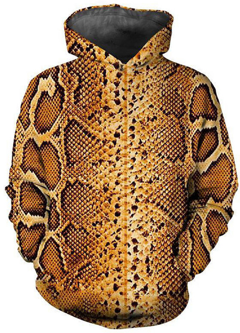 남녀공용 뱀 패턴 후드 가죽 3D 프린트 스웻셔츠 하라주쿠 스트리트웨어 오버사이즈 풀오버 상의 남성 의류