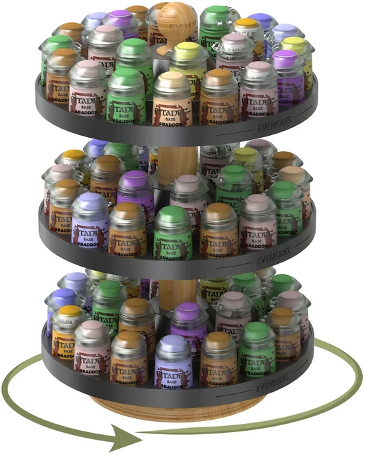 Evemodel 회전식 페인트 주최자 안료 병 랙 스탠드 홀더 선반, 04 3 Big Slot Disc