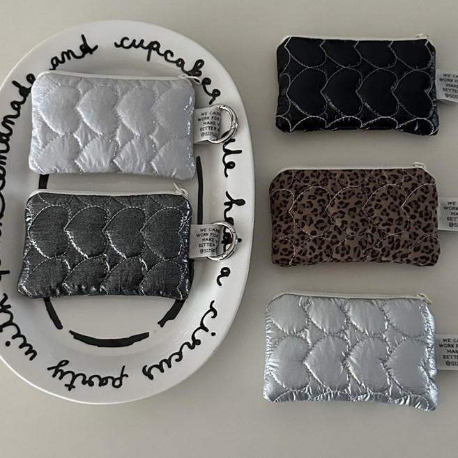 후암마켓 하트 퀼팅 미니 동전지갑 키링 카드지갑 여성 파우치