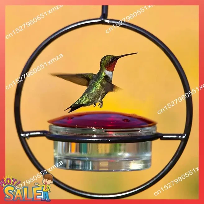 ABCL 아름다운 원형 교수형 새 모이통 야외 교수형 벌새 모이통 개미 및 꿀벌 방지(2개) 내구성이 뛰어나고, 01 Black