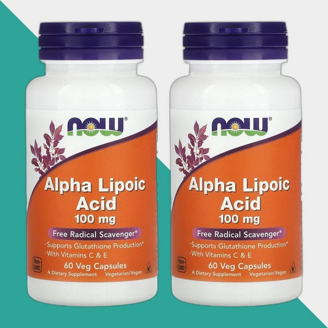 NOW Foods 알파리포산 100mg Alpha-Lipoic Acid, 2개, 60정