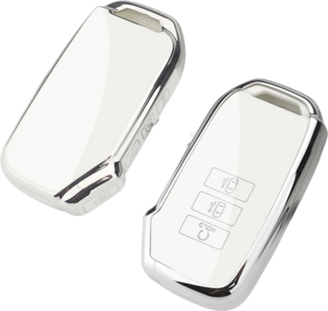 키에티 기아 호환 K8 GL3 스포티지 NQ5 스마트 키케이스 7버튼 TPU 키홀더 단품, 화이트 실버라인