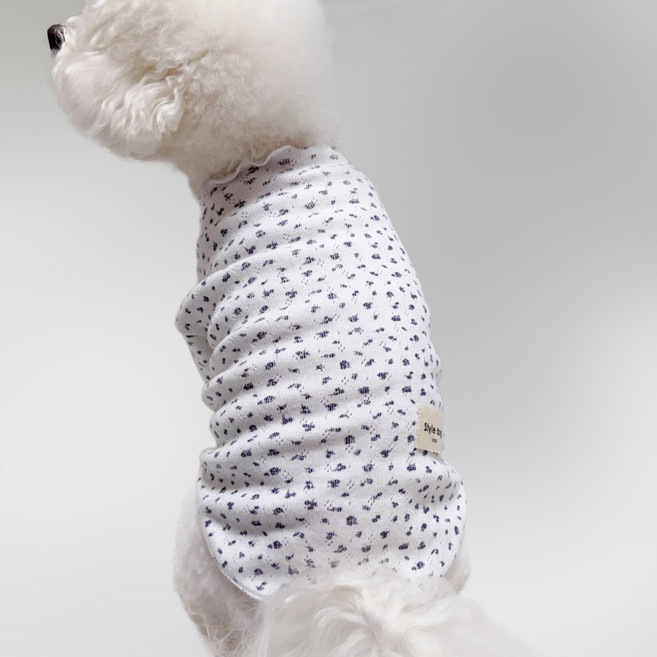 스타일독 에밀리 아일렛 프릴 라운드 티셔츠 강아지옷, 1개, 아이보리