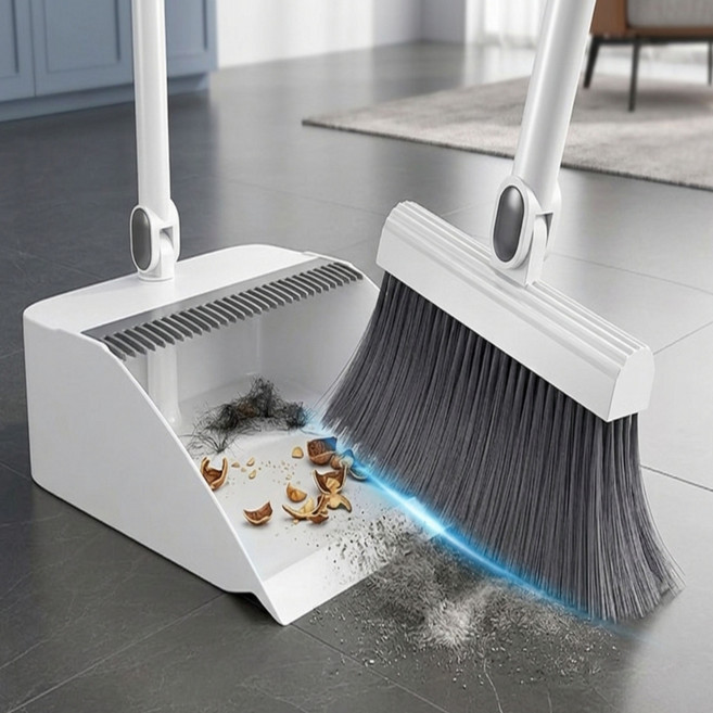 클린생활 다용도 빗자루 쓰레받기 세트 틈새수납, 화이트(WHITE), 1개