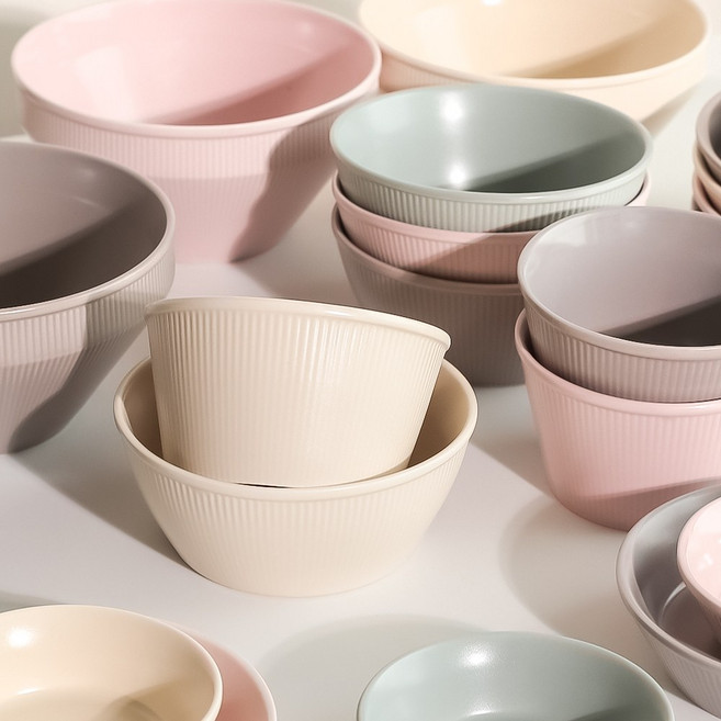 파스텔 그릇 도자기 식기 세트 추천 파는곳 테이블 음식 반찬 담는 예쁜 모던 스타일 선물 공기 대접 우동기 찬기, 나란 식기 (원형찬기 대 4p), 1개