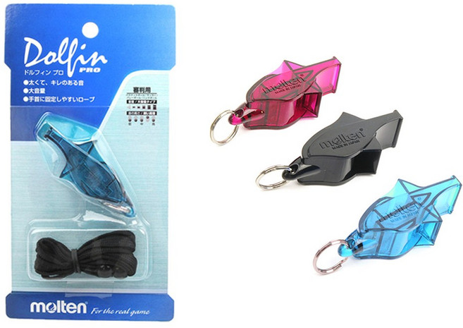 몰텐 돌핀 프로 휘슬 호각 호루라기 줄포함 심판 농구 배구 족구, 블랙, 1개