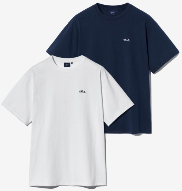예일 YALE [16수 코마사] 2PACK 스몰아치 반팔티셔츠 화이트네이비