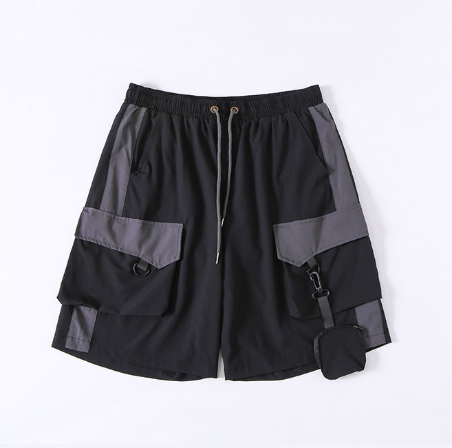 男款速乾沙灘褲 可下水寬鬆大碼拼色雙層泳褲