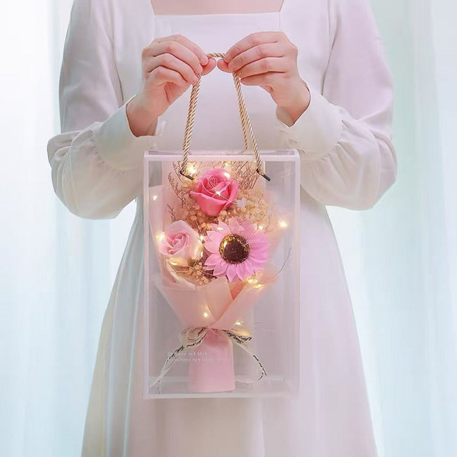 장미 해바라기 비누 꽃다발 생화 시들지 않는 꽃 조화 꽃다발, 핑크 해바라기C, 1개