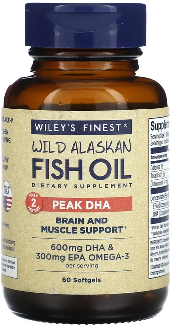 새해 첫좋은선물 Wiley's Finest 야생 알래스카 피쉬 오일 DHA 품질 소프트젤 60정 제대로 할인합니다, 1개 - 쿠팡