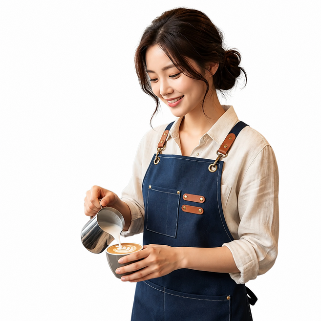 보들이 데님 앞치마 생활방수 프리미엄 남녀공용, 1개, 블루