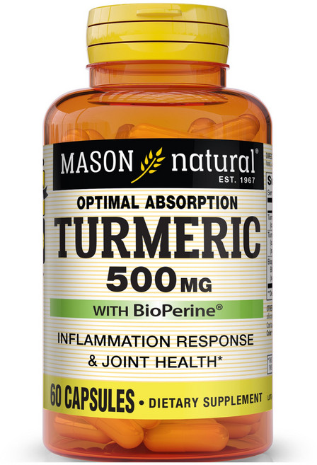 Mason Naturals Optimal Absorption 薑黃 BioPerine 500mg 膠囊, 1個, 60錠