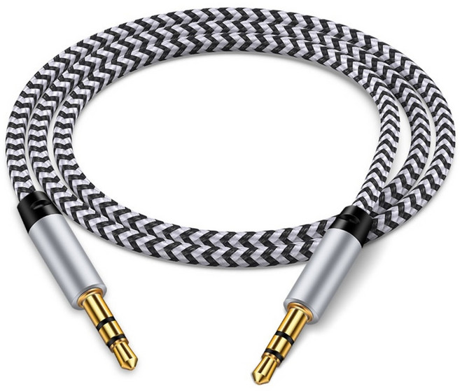 ANNIBER 3.5mm AUX 스테레오 오디오 케이블 단선방지 차량용 옥스선, 1.5m, 1개, 화이트