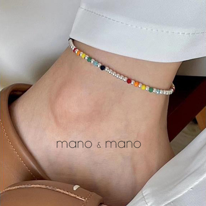 (특가할인) 컬러 은볼 패션 비즈 발찌 포인트 발찌