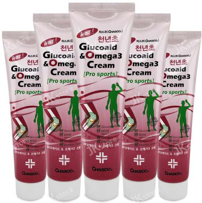 차스코천년초근육통마사지크림글루코에이드오메가3크림무릎어깨운동전후마사지크림HOT스포츠마사지크림 (150ml X 5개), 150ml, 5개
