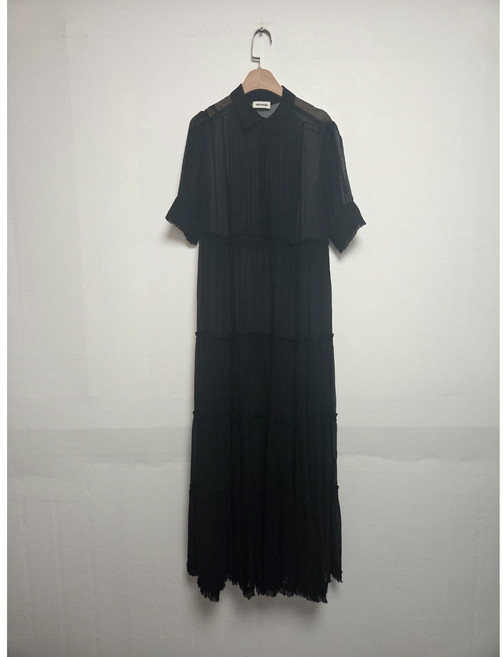 (빈티지) 쟈딕앤볼테르 쉬폰 롱드레스 원피스 블랙(M)