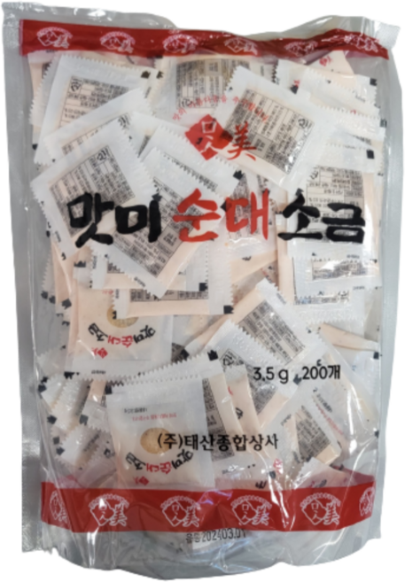 일회용 순대 소금 (3.5g X 200개입) 순대 배달 소포장, 1개, 3.5g
