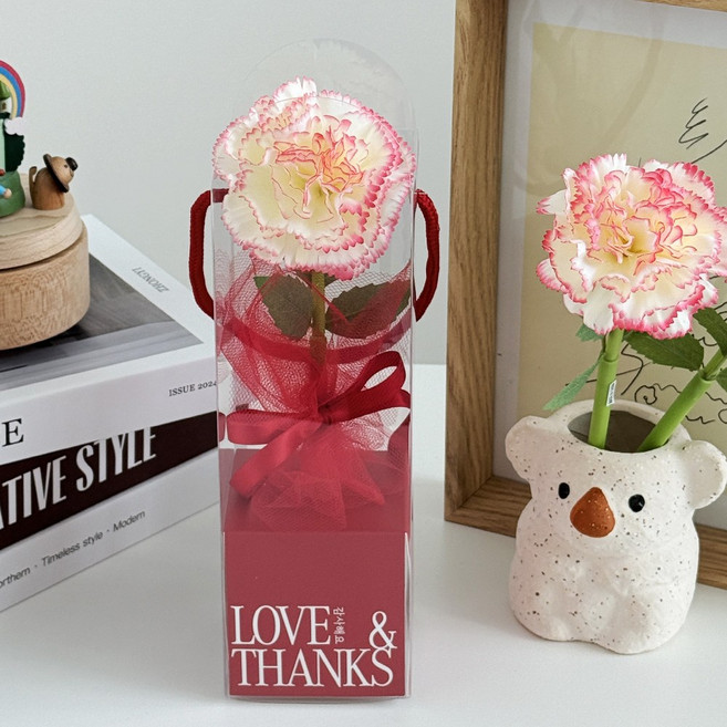 카네이션 볼펜 캐리어 스승의날 어버이날선물, 로제, 1개