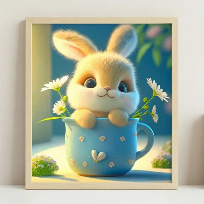 루벨르 DIY 보석십자수 패브릭형 30x30cm, 1세트, 귀여운토끼