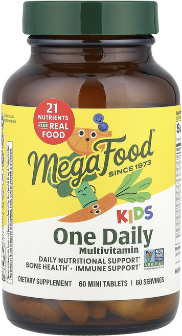 메가푸드 멀티비타민 키즈 One Daily 종합비타민 어린이 타블렛 60정, 1개