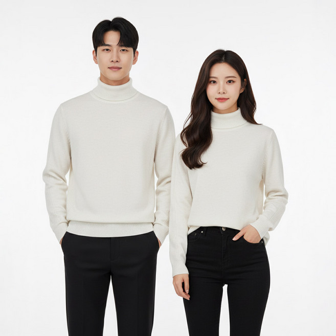 엘마운틴 남성 폴라티 니트티 부드러운 비스코스 캐시미어 오버핏 겨울 티셔츠