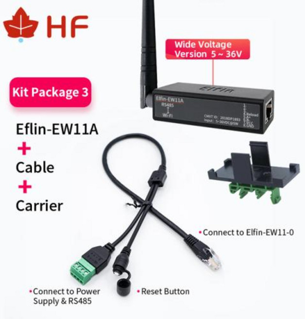 5 36V 가장 작은 ElfinEW11A0 무선 네트워킹 장치 Modbus TPC IP 기능 RJ45 RS485 WIFI 직렬 서버 DTU, 3) 기타  kit 3, 1개