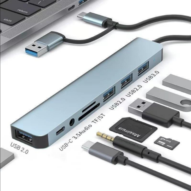 리벤트리 8포트 USB3.0 멀티허브 (USB*4 타입C SD/MSD 헤드폰), 1개