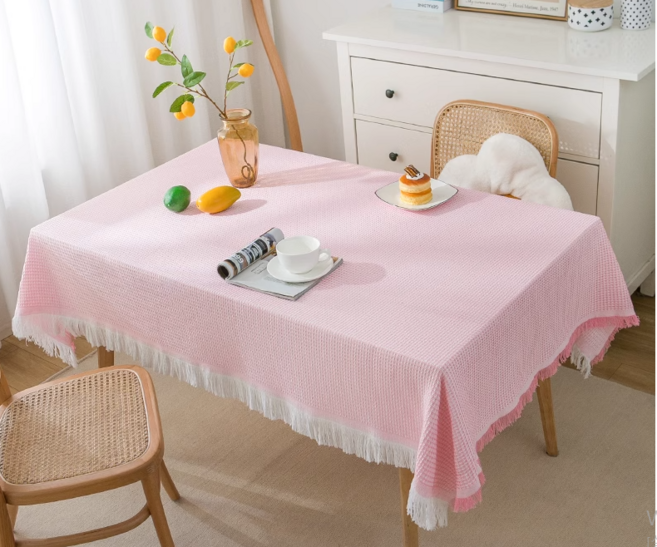 타이디홈 깔끔하고 예쁜 식탁보, 1개, 180 x 180cm, 핑크