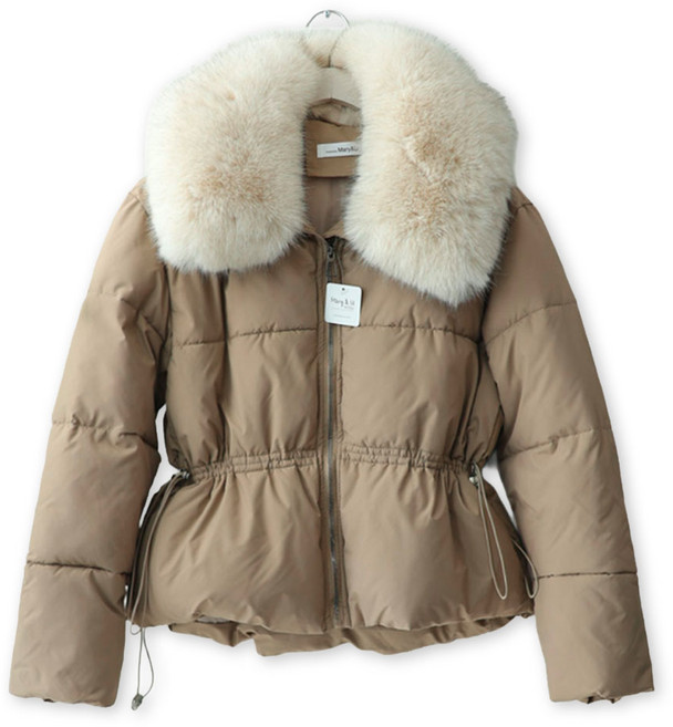 메리앤유 페이크 퍼 카라 허리 스트링 하프 패딩 점퍼 겨울 아우터