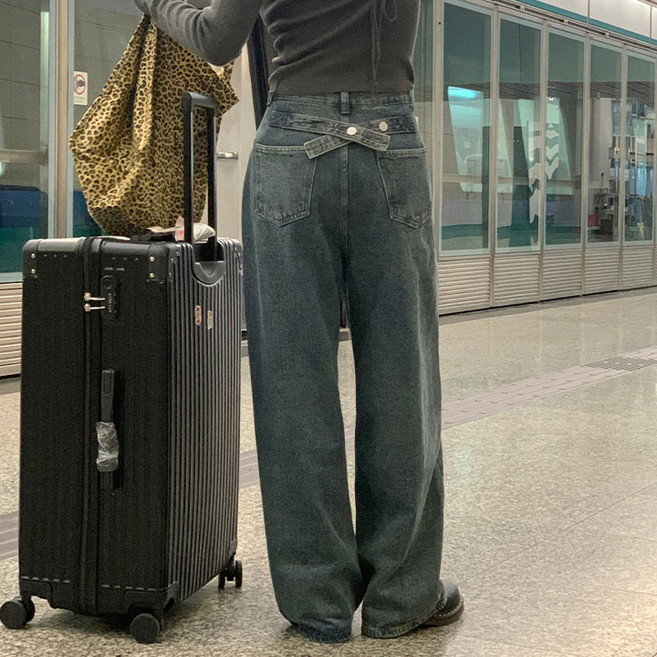 [라벨버전추가] [made/4size/남녀공용] 루트 백 크로스 버튼 롱 와이드 팬츠 -7color