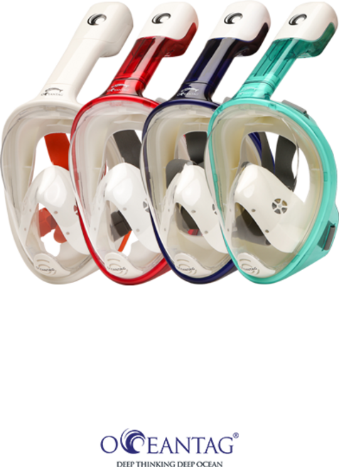 오션테그 스노클링 풀페이스 마스크 (스노클 분리형), 화이트