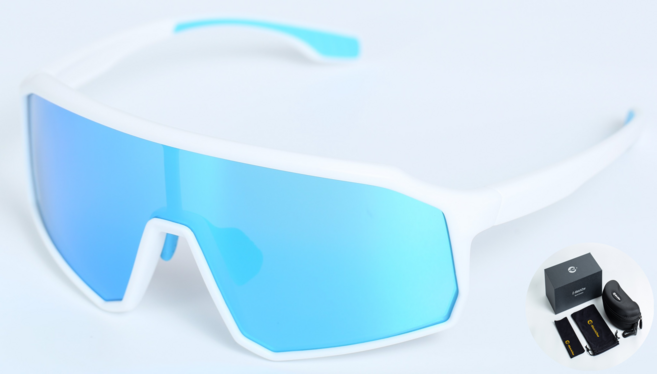 E-MATCHONE 이메치원 어린이 주니어 키즈 스포츠고글 선글라스 KH-01-01, 화이트+블루, 1개