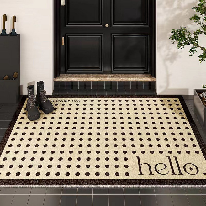 코일현관매트 입구카펫 쿠션 현관매트 가정용 경량 럭셔리 바둑판 격자무늬 매트 재단 가능한 도어 매트 pvc 클레이 미끄럼 방지 매트, 3, 1개