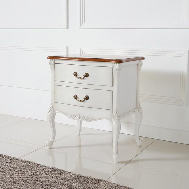 피어젠 나카스 2단 앤틱 침대 협탁 화이트, 1개