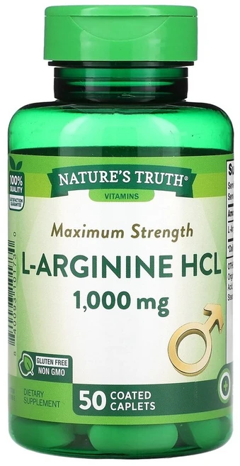 Natures Truth 비타민 맥시멈 스트렝스 L-아르기닌 HCL 1000mg 코팅정제 50정, Nature's Truth, 비타민, 맥시멈 스트렝스, 1개 - 쿠팡