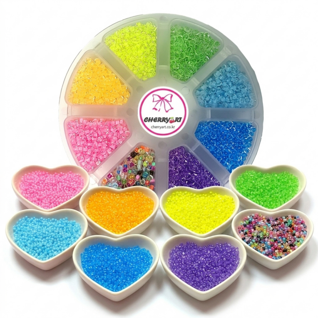 체리아트 여름 비치 유리 시드비즈 3mm 8색 세트 대용량 120g 반지 팔찌 만들기 DIY 키트, 믹스, 1개