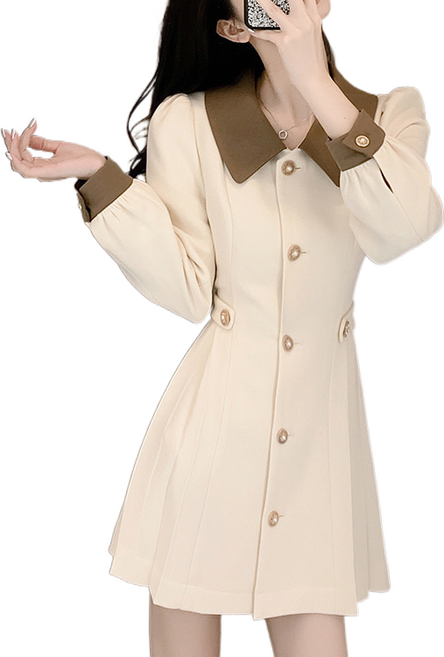 셀럽당 여성 가을 긴팔 슬림핏 A라인 숏 원피스 YR0360-KR