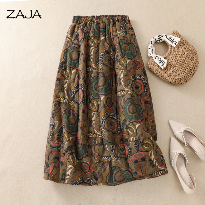 ZAJA 겨울 패딩치마 오버핏 여성 방한 스커트