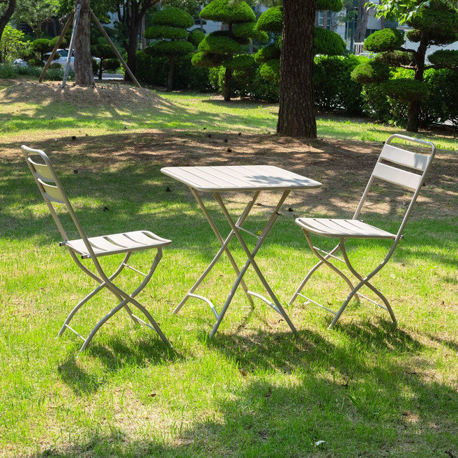 니모 2인용 접이식 캠핑 테라스 야외 테이블의자세트, 2인세트(화이트)