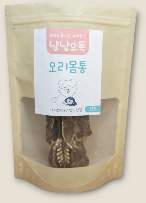 냠냠오독 수제 애견간식 오리몸통 1+1, 2개, 110g