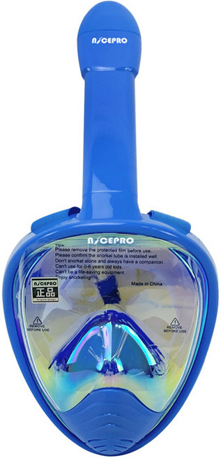 나이스프로 아동용 풀페이스 스노쿨링 마스크, 홀로그램 블루