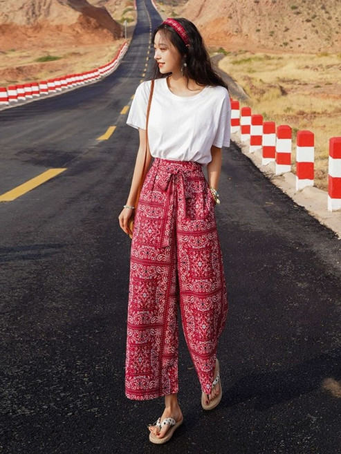 태국 바지 와이드팬츠 하렘 냉장고 할매 코끼리 해변